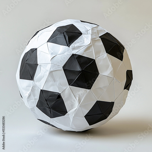 a soccer ball made out of paper 
