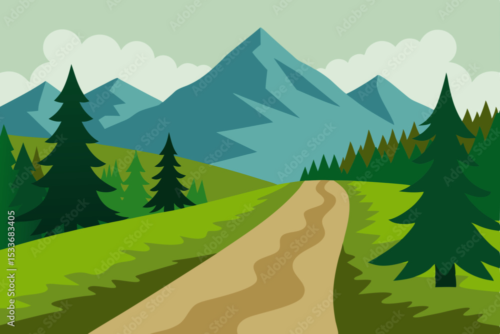 Fototapeta premium Scenic Mountain Road A Journey Through Nature's Majesty