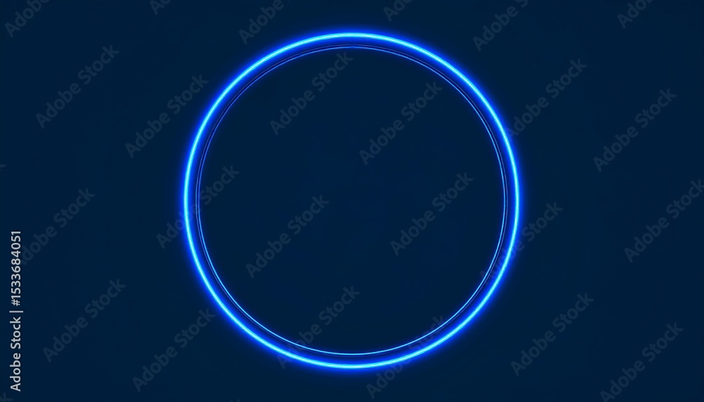 Glowing neon blue circle on dark blue. Glowing neon blue circle on dark blue.
