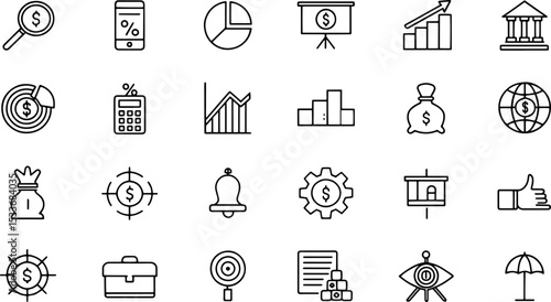 set business and finance icons set glyph blue  ico.eps