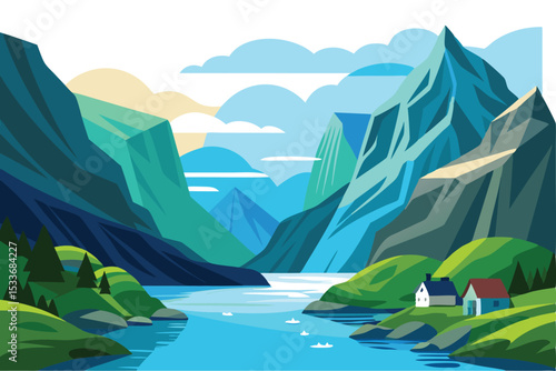 Majestic Scandinavian Fjord Landscape with Mountains and Water Reflections