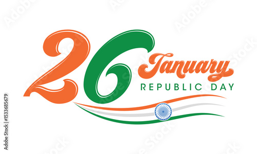 Happy Republic Day Typography with Tri Color Indian Flag Background Design vector, Happy Republic Day text