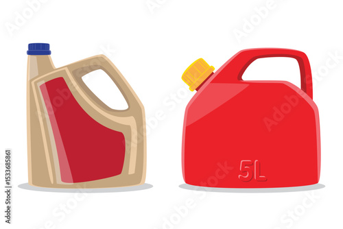 Vector Set of Fuel and Oil Plastic Containers