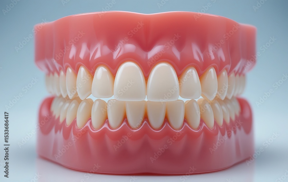 Obraz premium Realistic Plastic Dental Bridge Prosthesis