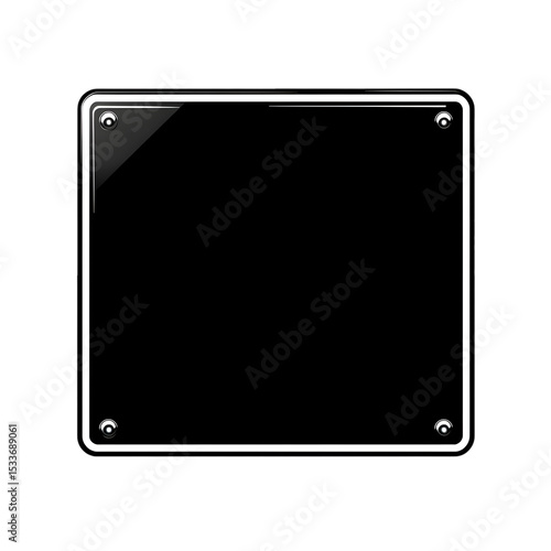 blank black square industrial sign, Blank Label Mockup Illustration, Isolated Industrial Sign Template, info label signage board
