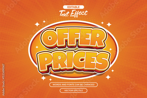 Offer prices editable text effect with orange text
