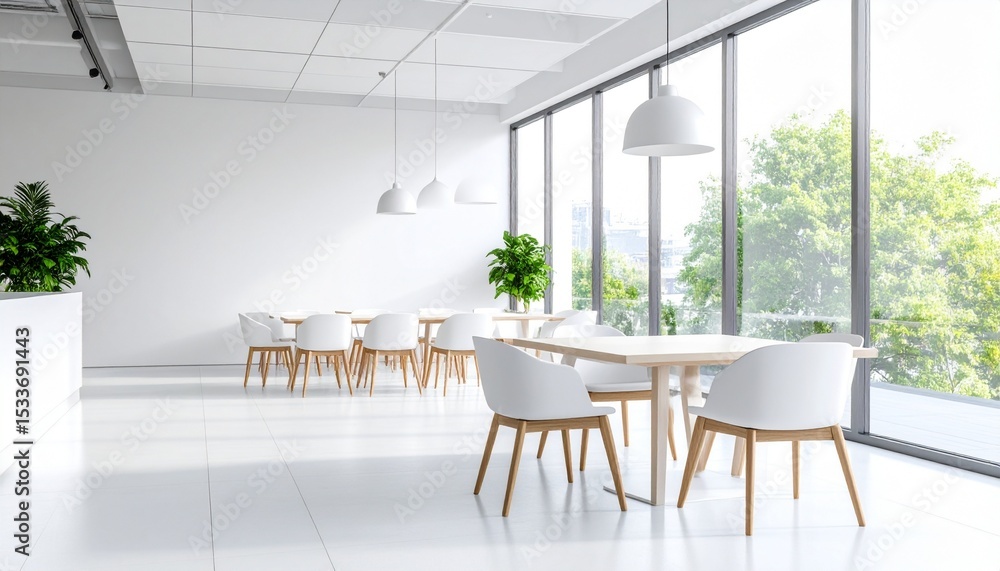 Obraz premium 白を基調とした開放感のあるレストラン