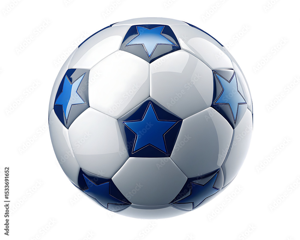 Fototapeta premium Soccer ball with blue stars isolated on a white background png