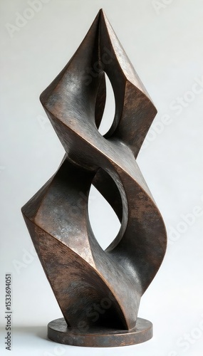 Intricate, geometrically-shaped metal sculpture with unique, multifaceted surfaces and a captivating, abstract design Perfect for architectural, design, and artistic projects , design, surface, form