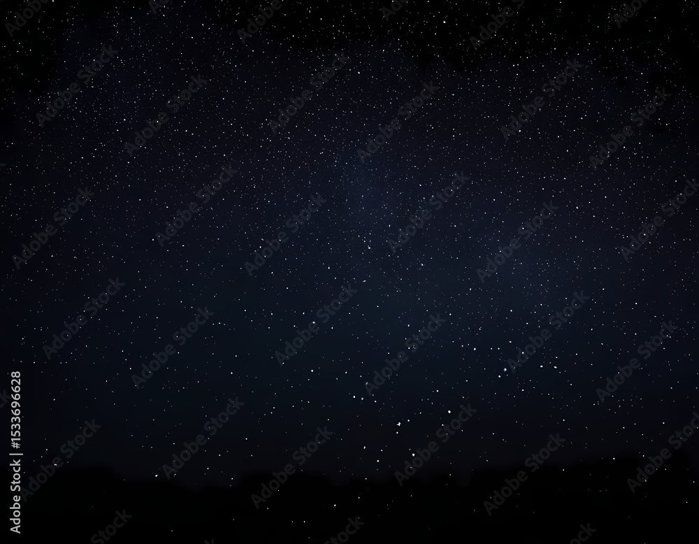 Obraz premium A magical night sky with glowing stars and a crescent moon, ample copy space, starry night sky