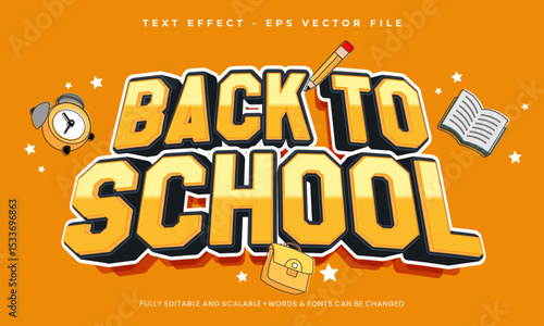 Back to school vector 3d -editable text effect