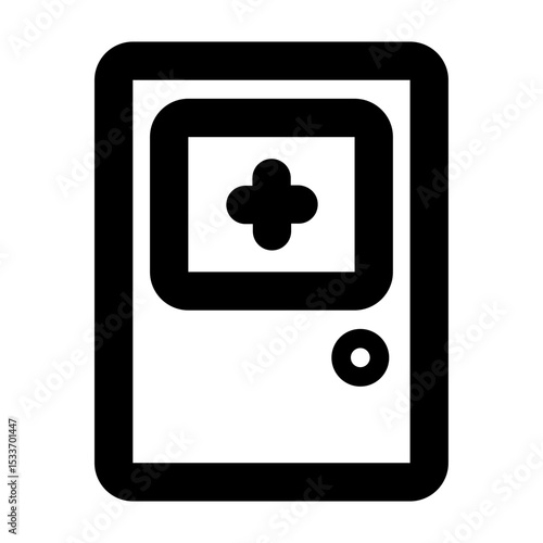 Simple line vector icon cabinet representing medical and healthcare themes. Ideal for use in hospital apps, health websites, and telemedicine platforms. Clean SVG format, easy to scale and customize.