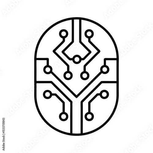 pcb solder mask line art on white background