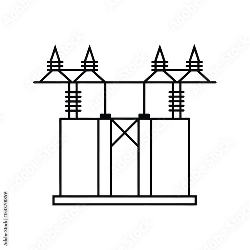 power transformers line art on white background