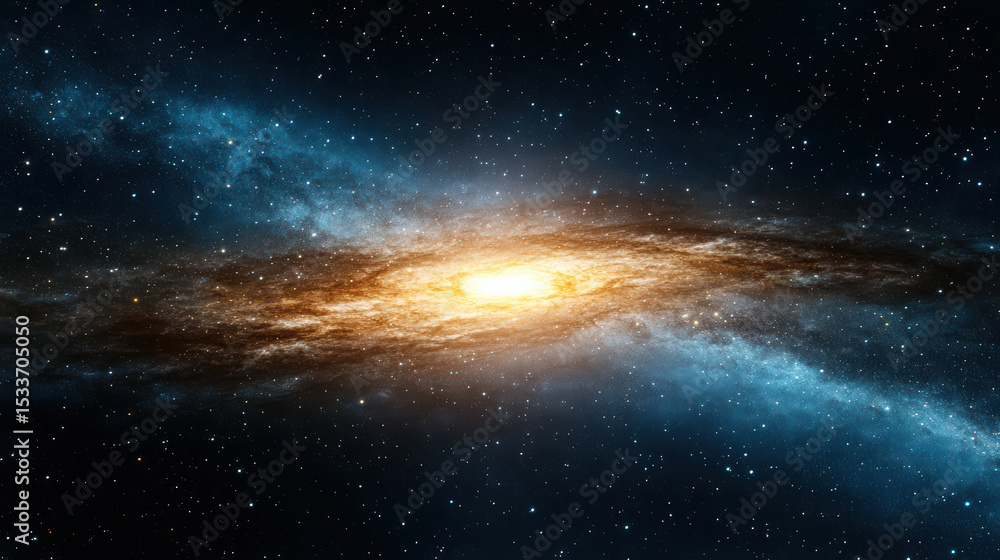 Fototapeta premium Stunning galaxy with vibrant cosmic waves and bright core, showcasing beauty of space