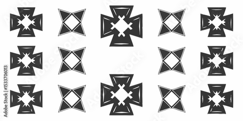Pattern of stylized crosses and diamond shapes arranged in a symmetrical grid formation design