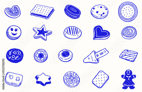 biscuit doodle sketch hand drawn illustration collection set - vector