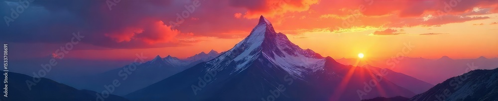 A majestic mountain range peaks into a vibrant sunrise, symbolizing growth, ambition, and the ascent to power The image evokes feelings of strength and achievement , breathtaking, rise, altitude A majestic mountain range peaks into a vibrant sunrise, symbolizing growth, ambition, and the ascent to power The image evokes feelings of strength and achievement , breathtaking, rise, altitude