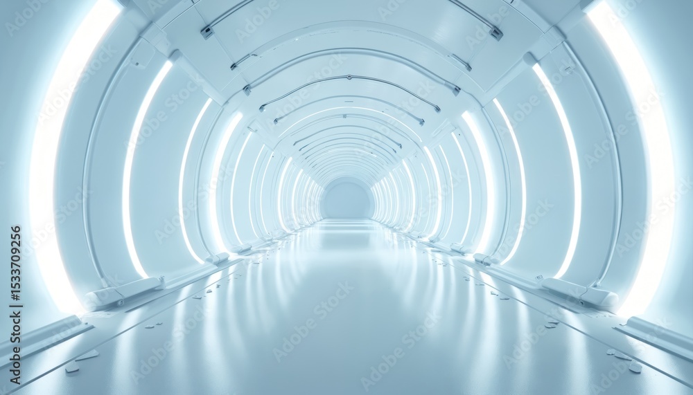 custom made wallpaper toronto digitalFuturistic tunnel with bright neon lights, sci-fi concept. Abstract interior corridor, modern design for futuristic architecture. Interior of spaceship. Space station hallway.