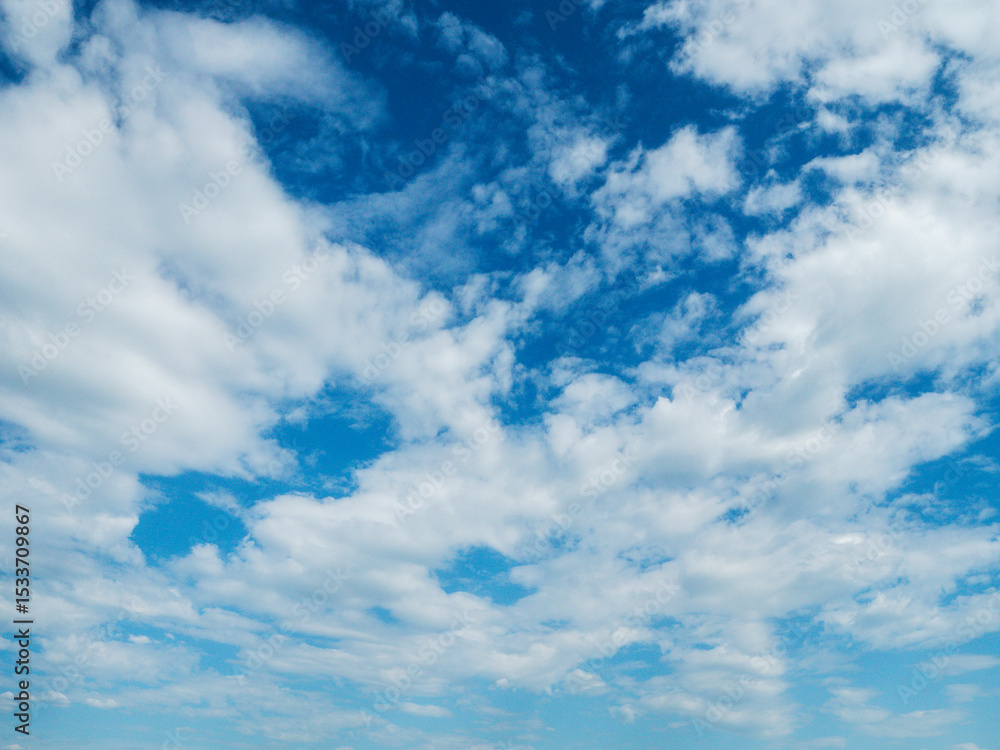 Fototapeta premium Calm blue cloudy sky. Nature background. Scenic cloudscape.