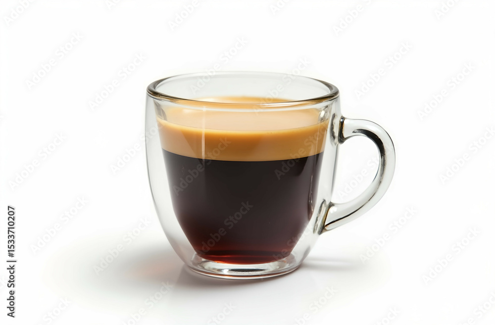 Glass cup of espresso coffee isolated on white background Glass cup of espresso coffee isolated on white background