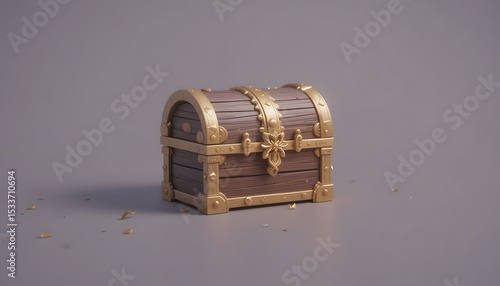 Fantasy treasure chest closed on plain background