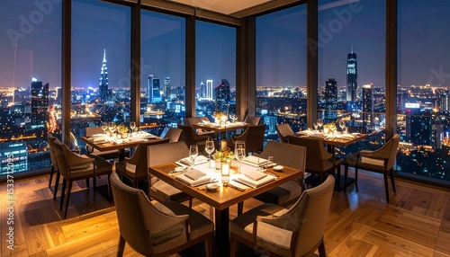 夜景を望む高層階レストラン