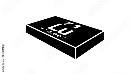Lutetium chemical symbol, black isolated silhouette