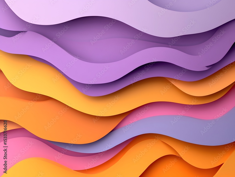 Fototapeta premium Abstract background with colorful paper-cut waves in 3D layered design