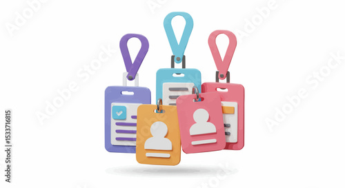 A collection of colorful badges, with a person-shaped cut-out