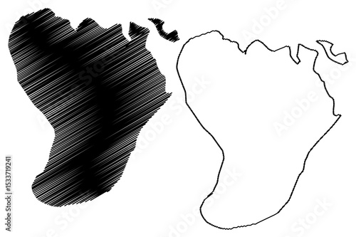 Manda island (Republic of Kenya, Indian Ocean) map vector illustration, scribble sketch Manda map