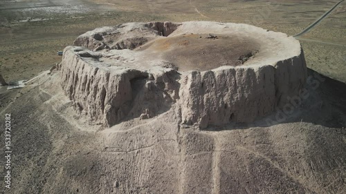 Panoramic shot of zoroastrian Dakhma under the open sky