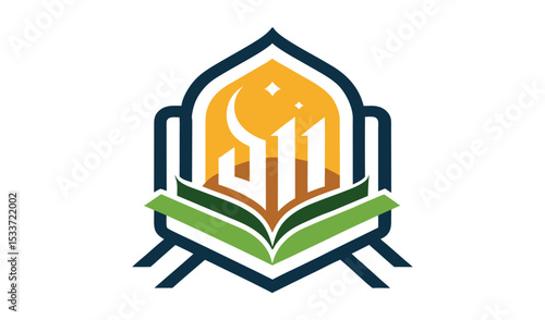 Islamic book knowledge logo design with mosque arch