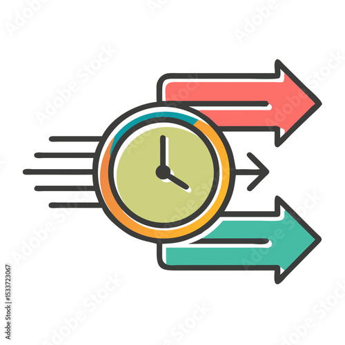 Colorful clock icon with arrows indicating time management and flow