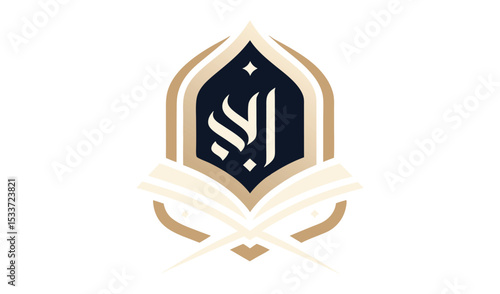 Elegant islamic calligraphy logo design with book