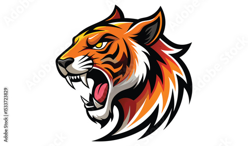 Aggressive roaring tiger head mascot design