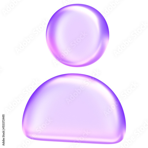 Minimal glassmorphism user icon symbolizing profile, account, or user interface element in digital applications, digital avatar website design element, 3d rendering