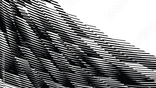 Vector abstract geometric seamless pattern with wave fading lines, tracks, halftone stripes. Extreme sport style illustration, urban art. Trendy monochrome graphic texture. Stylish sports pattern.