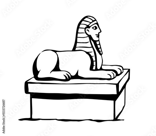 Vector drawing. Egyptian sphinx monument