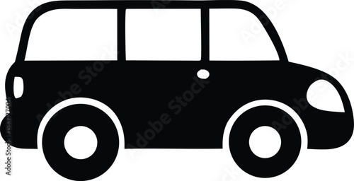 Simple black silhouette illustration of a family minivan vehicle