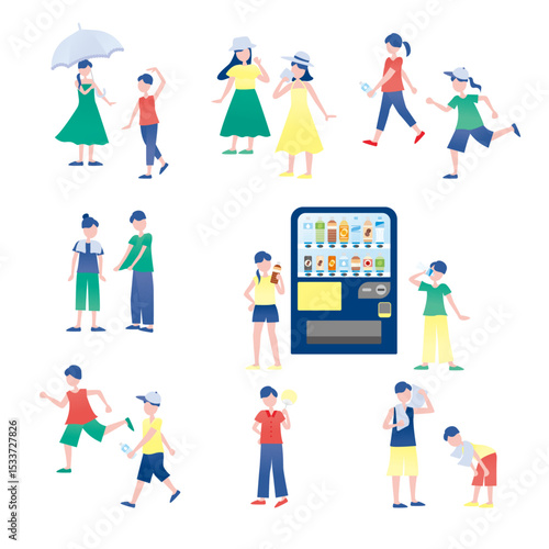 夏の人のイラストセット