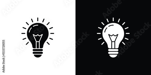 Light Bulb Icon Illustration on Black and White Background Innovation, Idea, and Energy