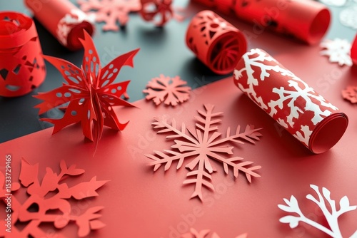 high quality picture of top view of paper for crafting christmas presents