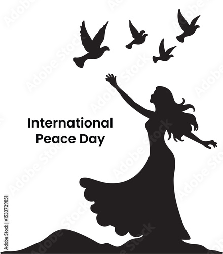 Creative and inspiring International Peace Day vector design showcasing peaceful human silhouettes.