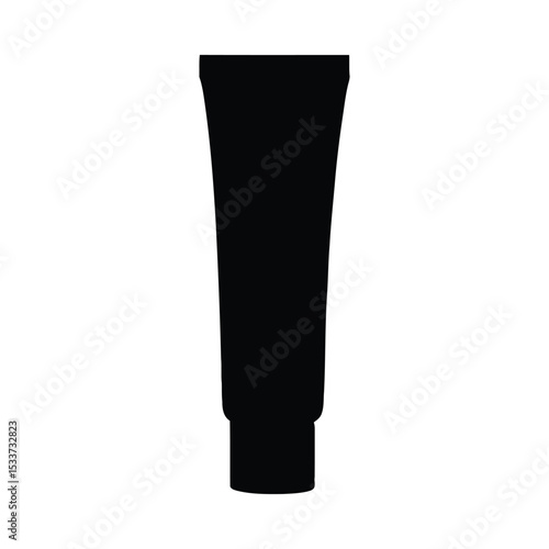 Black tube cream lotion cosmetic beauty skincare product container package mockup blank design isolated background vector illustration silhouette
