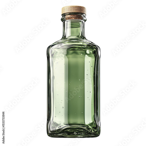Empty green bottle isolated on transparent background. 