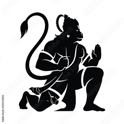 Hanuman hinduism hindu god deity mythology india indian culture religion spiritual devotion faith vector art vector illustration silhouette
