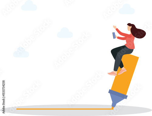 Marker or highlight important information, reminder or note for business message, plan for success, agenda and appointment concept.flat characters.