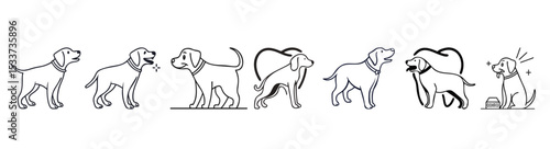 Cute Dog Illustrations for Pet-Related Content. A set of simple, line art illustrations of dogs, likely for pet care, veterinary services, or animal-themed content.