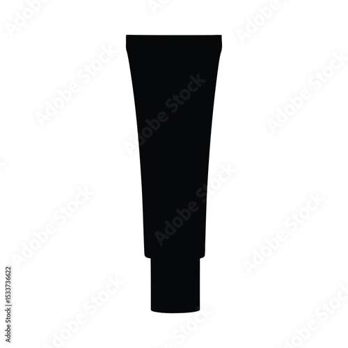 Black tube cosmetic product skincare beauty lotion cream gel container mockup packaging isolated on white vector illustration silhouette